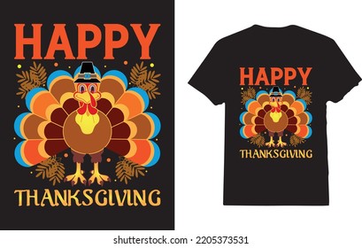 Happy Thanksgiving Pilgrim Turkey T-Shirt Design For Man