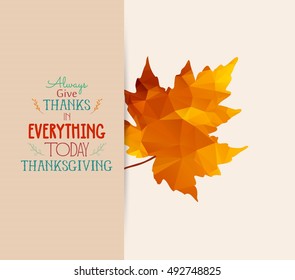Happy Thanksgiving polygonal maple leaves