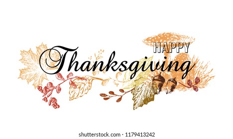 Happy Thanksgiving poster. Celebration quote for postcard, icon. Autumn celebration vector.