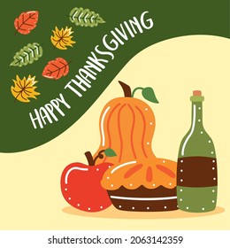 happy thanksgiving poster with food