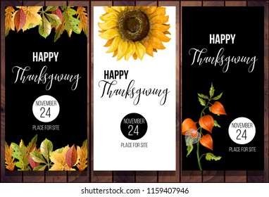 Happy Thanksgiving poster in minimalistic style. Vector illustration.