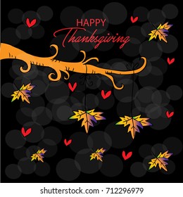 Happy thanksgiving poster. Tree with maple leaves