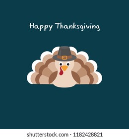 Happy Thanksgiving Poster Turkey Blue Background Stock Vector (Royalty ...