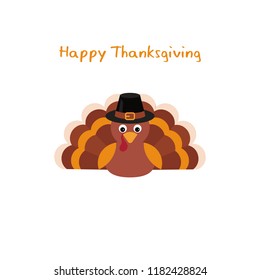 Happy Thanksgiving poster with turkey. White background.