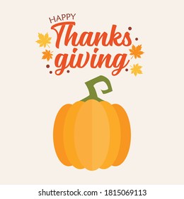 Happy Thanksgiving Pumpkin. Vector illustration for greeting cards 