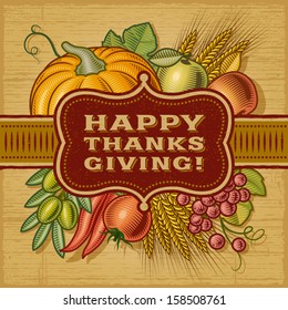 Happy Thanksgiving Retro Card. Fully editable EPS10 vector.