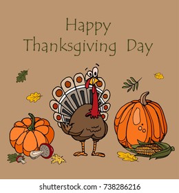 Happy Thanksgiving. Set of design elements for autumn, fall and Thanksgiving. 