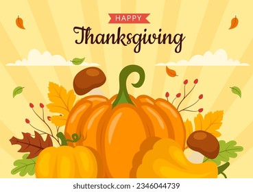 Happy Thanksgiving Social Media Background Flat Cartoon Hand Drawn Templates Illustration