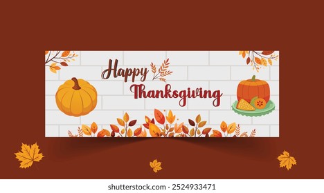 Happy thanksgiving social media banner template