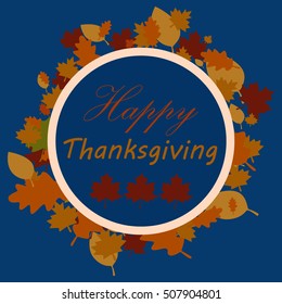 Happy Thanksgiving sticker, tag or label beautiful maple leaves.