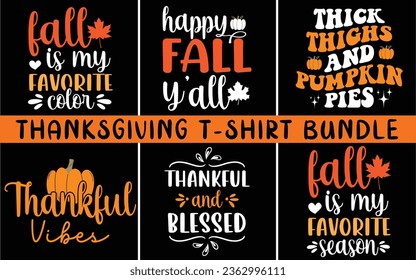 Happy Thanksgiving SVG T-shirt Bundle. Thanksgiving t shirt bundle.