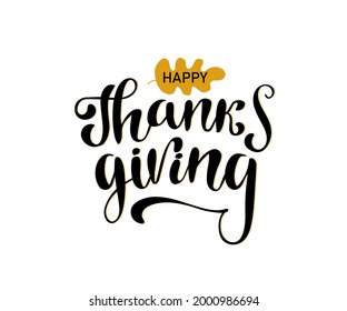 Happy thanksgiving text background. Hand drawn banner, vector illustration, greeting card template.