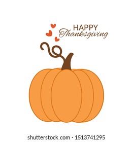 Happy thanksgiving text with beautiful pumpkin isolated on white background. vector illustration