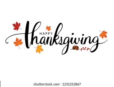 Happy Thanksgiving Text Calligraphy Vector illustration