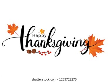 Happy Thanksgiving Text Calligraphy Vector illustration