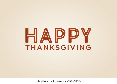 Happy Thanksgiving Text, Festive Thanksgiving Greeting Card Text Template, Vector Illustration Background