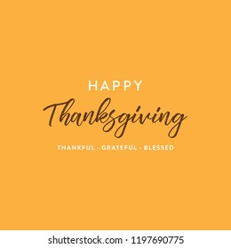 Happy Thanksgiving Thankful Grateful Blessed Vector Holiday Text Typography Background Banner Poster