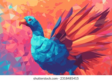 Felices agradecimientos en la ilustración del vector de fondo de pavo, en el estilo de naranja y aquamarina