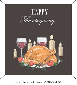 Happy Thanksgiving. turkey, holiday table. Postcard vector. sketch style. Vector illustration for your design. vector Thanksgiving, Thanksgiving EPS, vector Thanksgiving, Thanksgiving