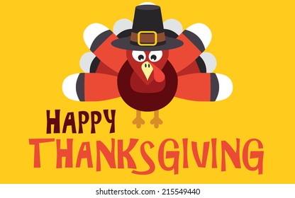 Happy Thanksgiving with turkey, vector card