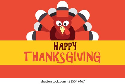 Happy Thanksgiving with turkey, vector card