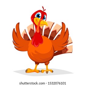 Happy Thanksgiving. Thanksgiving turkey. Vector illustration isolated on white background