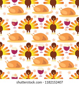 Happy Thanksgiving Turkey.Seamless pattern,background,wallpaper.