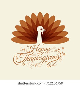 happy thanksgiving, Typographic, cartoon character, vector illustration.