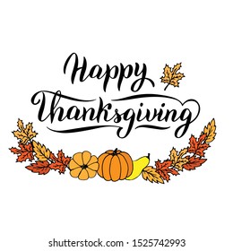Happy Thanksgiving typography banner. Greeting card text holiday lettering. Trendy poster, Thanksgiving dinner invitation. Vector eps 10. 