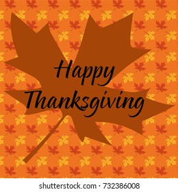 happy thanksgiving typography on maple leaf