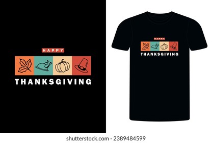 happy thanksgiving typography t-shirt design, family matching shirt, Ready to print for apparel, poster, illustration. Modern, simple, lettering t shirt vector.