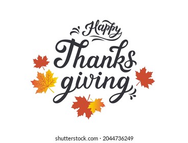 Happy Thanksgiving typography vector design for greeting cards and posters. Background is a celebration design template. Happy Thanksgiving hand-drawn inscription. Vector illustration.