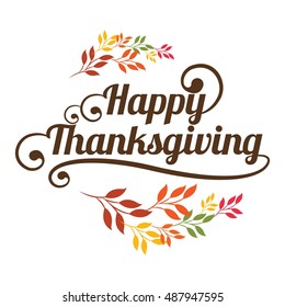 HAPPY THANKSGIVING VECTOR CARD with autumn wreath