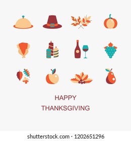 Happy Thanksgiving vector color set for greeting card or web