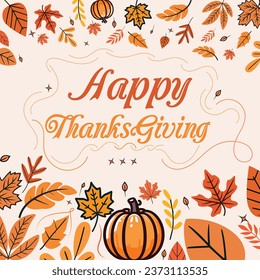 Happy GraciasGiving Vector Design Template para la temporada de otoño