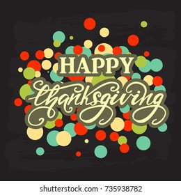 Happy Thanksgiving Vector Greeting Card Design with confetti.