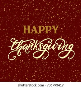 Happy Thanksgiving Vector Greeting Card Design on red background.