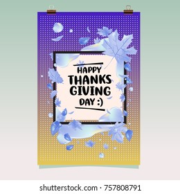 Happy Thanksgiving Vector Illustration with Autumn Leaves Background