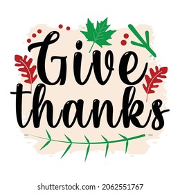 Happy Thanksgiving vector illustration. Hand lettered text and hand drawn ornaments