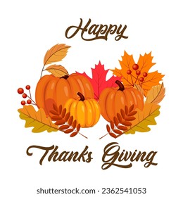 happy thanksgiving vector illustration.it is suitable for card, banner, or poster