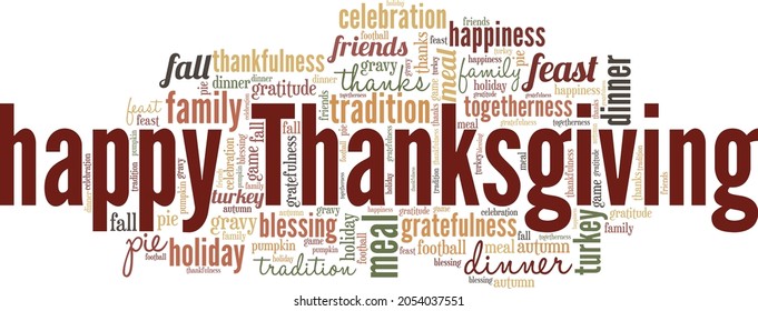 Happy Thanksgiving vector illustration word cloud isolated on white background.