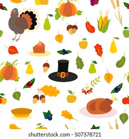 Happy Thanksgiving vector seamless pattern
