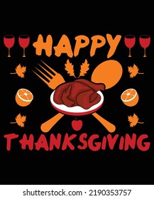 Happy Thanksgiving Vector T-Shirt Design Template