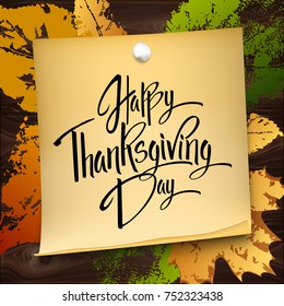 Happy Thanskgiving Day Greeting Card. Lettering Happy Thanskgiving Day