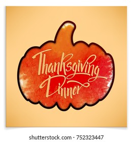 Happy Thanskgiving Day Greeting Card. Lettering Happy Thanskgiving Day