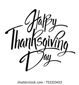 Happy Thanskgiving Day Greeting Card. Lettering Happy Thanskgiving Day