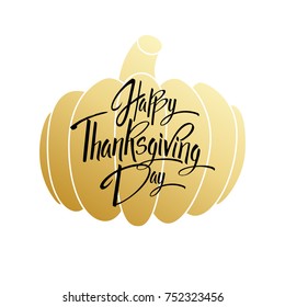 Happy Thanskgiving Day Greeting Card. Lettering Happy Thanskgiving Day