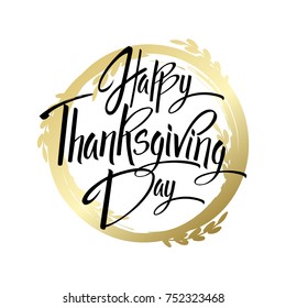 Happy Thanskgiving Day Greeting Card. Lettering Happy Thanskgiving Day