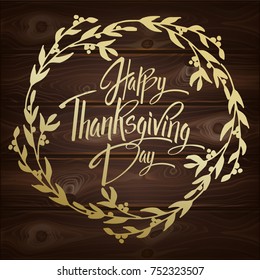 Happy Thanskgiving Day Greeting Card. Lettering Happy Thanskgiving Day