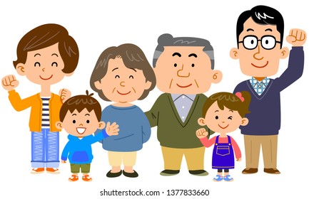 Happy three generation family senior